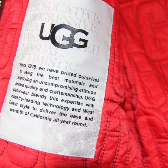 NWT UGG Augusta Sherpa baseball jacket Spanish Red Size S Faux Fur - Picture 5 of 8